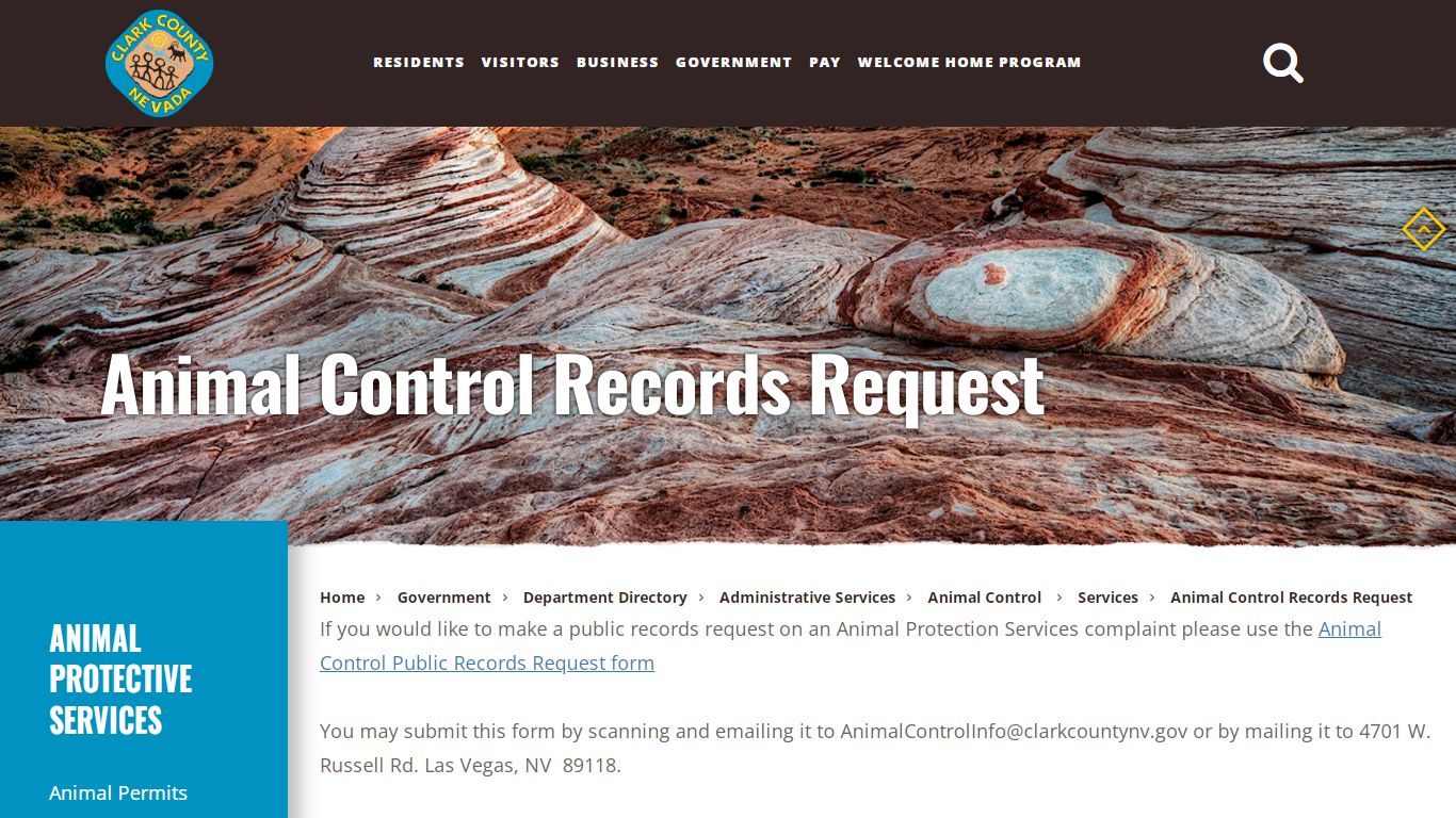 Animal Control Records Request - Clark County, Nevada