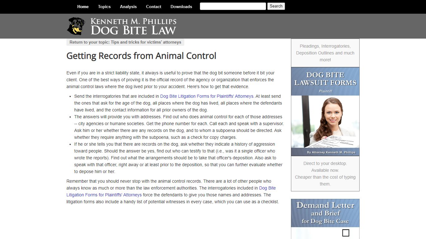 Getting Records from Animal Control - Dog Bite Law